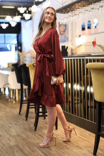 Red Frill Wrap Dress Double Second